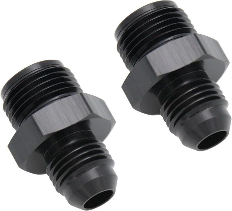 KRD PERFORMANCE Aluminum -6AN AN6 Male Flare to 11/16 x 18 Thread Inverted Seat Adaptor Fittings Male Inv Flare Connector, Black, Pack of 2 - Image 5